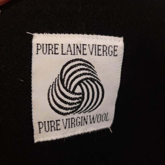 Vintage Luba Paris Pure Wool Coat Leather Double Breasted Black Oversized - Picture 13 of 15